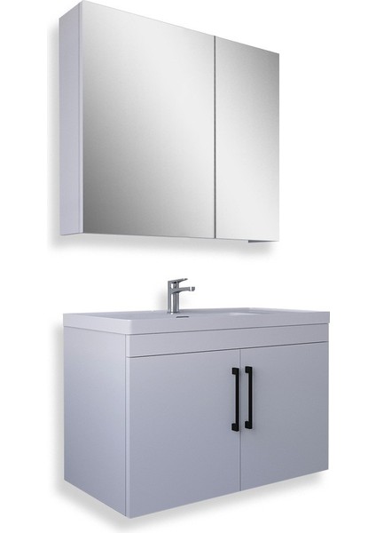 Yalova 80 Cm Mdf Banyo Dolabı Seti