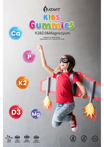 Asfstore Atavit Kids D3 K2 Magnezyum 60 Gummies 2 Adet modelleri