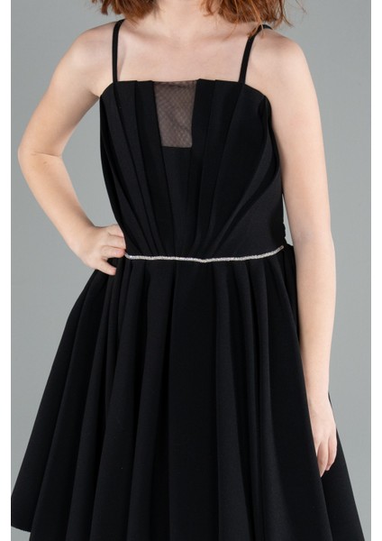 Askılı Eteği Pileli Kısa Kız Çocuk Abiye ABK2298 modelleri