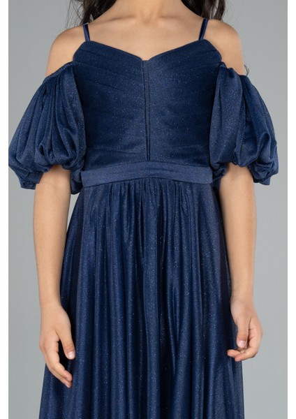 Askılı Kısa Kol Uzun Simli Kız Çocuk Abiye ABU4828 modelleri