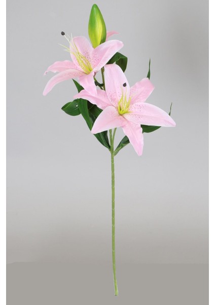 Uzun Dal Kaliteli Yapay Lilyum Zambak Çiçeği 70 cm Pembe