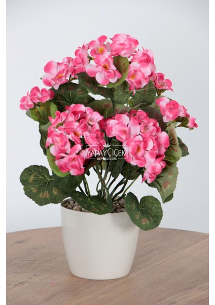 Yapay Çiçek Saksılı Sardunya Çiçeği 30 cm Pembe