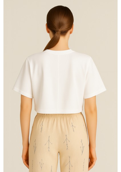 Store Yarasa Kol Crop Bluz – %100 Pamuk, Tok Kumaş fırsatları