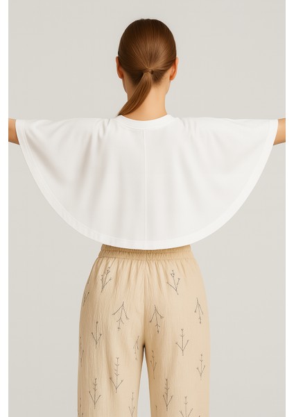 Store Yarasa Kol Crop Bluz – %100 Pamuk, Tok Kumaş