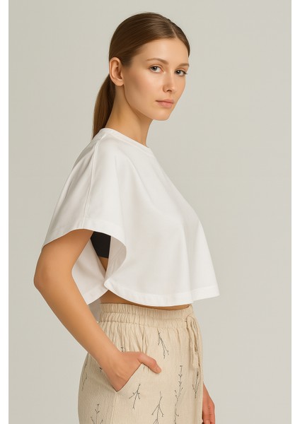 Store Yarasa Kol Crop Bluz – %100 Pamuk, Tok Kumaş fiyatları