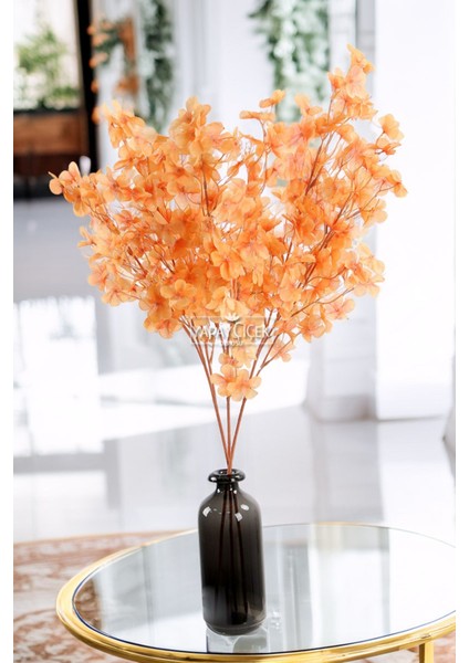 Yapay Kiraz Çiçeği Dalı Dekoratif Çiçek 90CM Turuncu