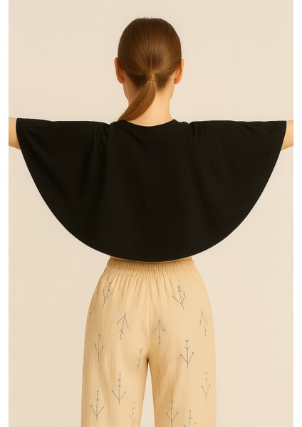 Store Yarasa Kol Crop Bluz – %100 Pamuk, Tok Kumaş fırsatları