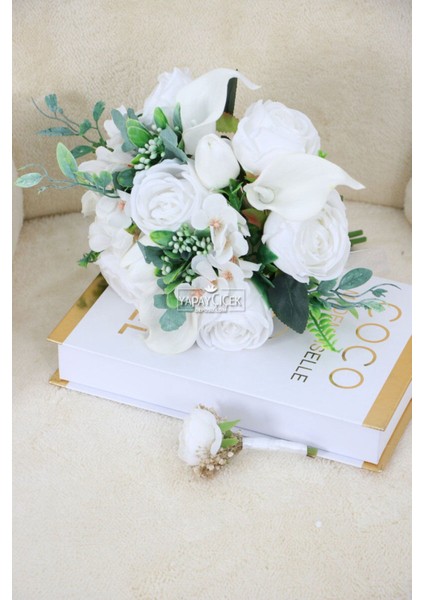 Gelin Buketi Ayçiçeği-Lale-Gala-Gül 2li Set