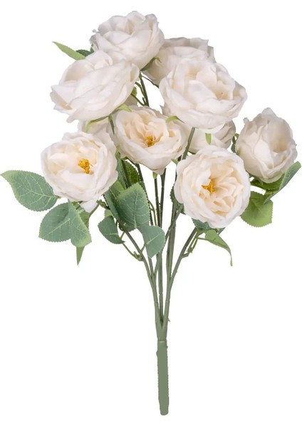 Yapay Çiçek 10 Dallı Catalina Rose 45 cm Krem