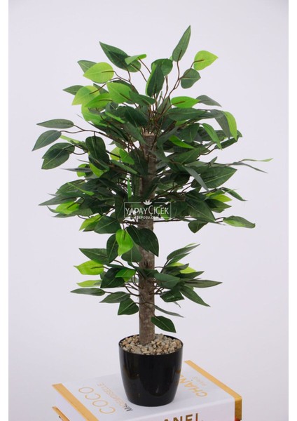 Yapay Ağaç Mini Benjamin Taş Detaylı 60 cm Yeşil