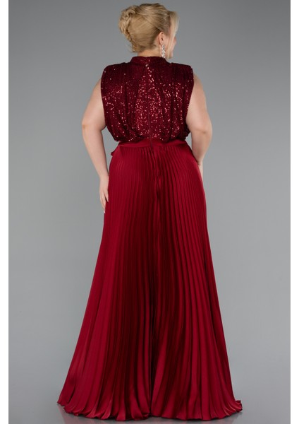 Saten Ateş Pile Uzun Büyük Beden Abiye ABU3341 fiyatları