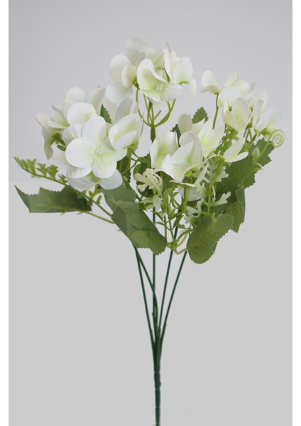 Yapay Küçük Islak Ortanca Demeti 32 cm Beyaz