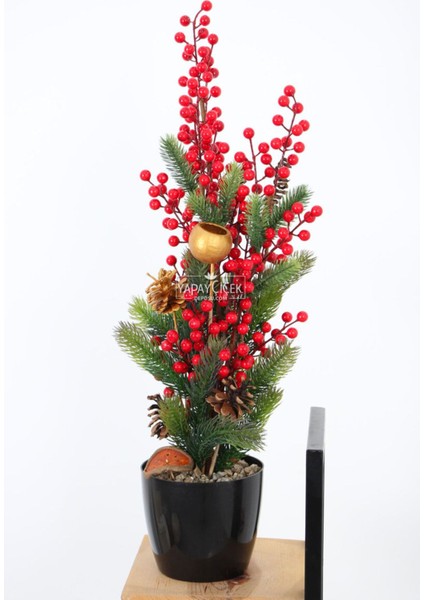 Saksıda Yapay Çam Kokina Yılbaşı Dekoru 65 cm