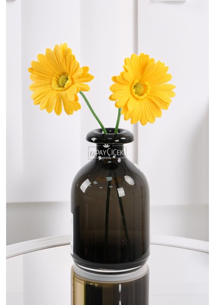 Yapay Çiçek 2li Islak Dokulu Gerbera 30 cm Sarı
