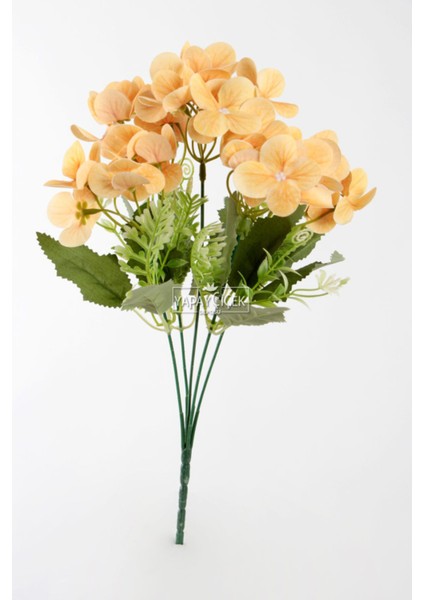 Yapay Küçük Islak Ortanca Demeti 32 cm Açık Somon