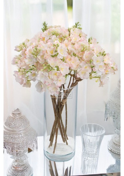 Lüx Garnitürlü Yasemin Çiçeği Buketi 4 Dallı Pudra Renk 40 cm