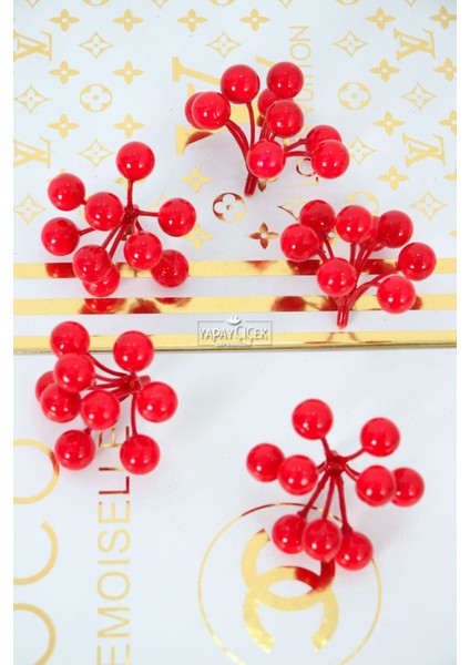 Yapay Kafa Yelpaze Kokina Yeni Yıl Süsü 6 cm (9 Kandilli) 5li Paket