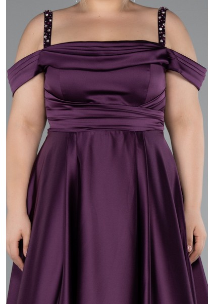 Askılı Uzun Saten Büyük Beden Abiye ABU4207 modelleri