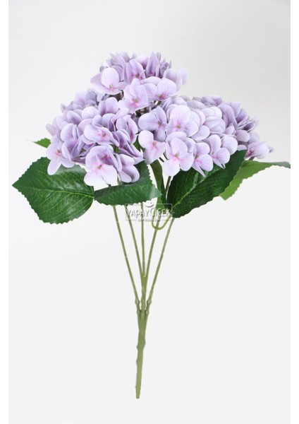Yapay Lüx 5 Dallı Islak Ortanca Demeti 45 cm Mor - Lila