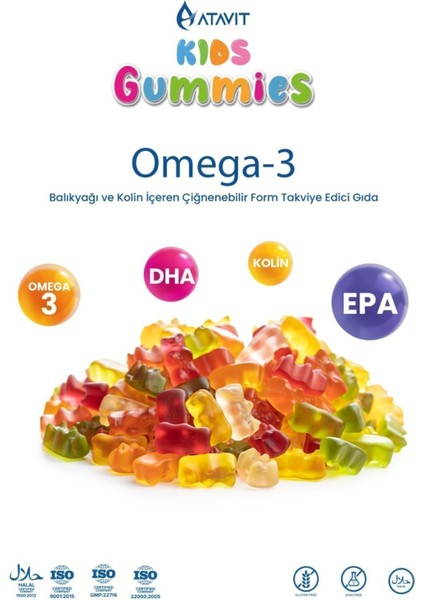 Atavit Kids Omega-3 60 Gummies 2 Adet fırsatları