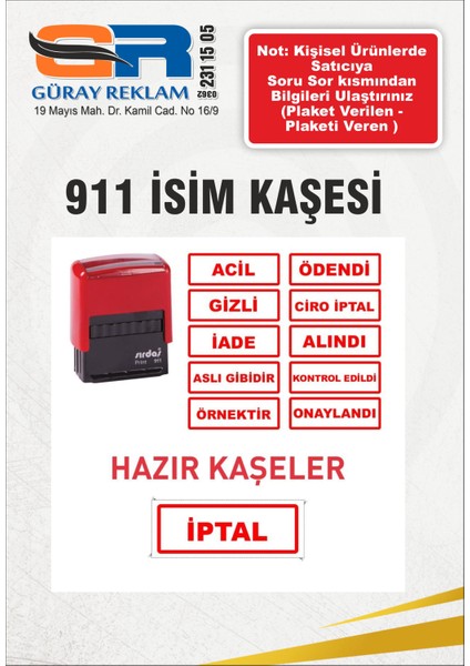 911 Kişiye Özel Isim Makam ve Ünvan Kaşesi modelleri