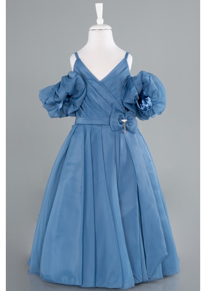 Askılı Kısa Kol Kız Çocuk Abiye Elbise ABU4827