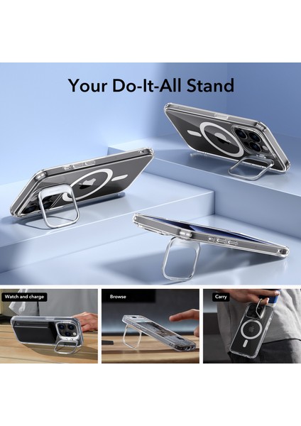iPhone 15 Pro Halolock Magsafe Classic Hybrid Şeffaf Gri Standlı Kılıf fırsatları