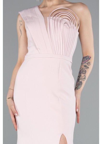 Tek Omuz Bacak Dekolteli Uzun Abiye ABU4793 fırsatları