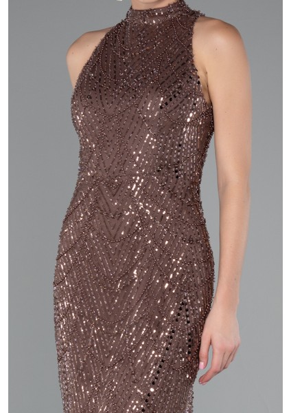 Halter Yaka Boncuklu Uzun Balık Abiye ABU4791 modelleri