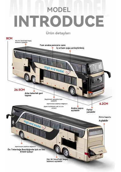 1:30 Iş Çift Katlı Otobüs Alaşım 5 Açık Kapı Otobüs Otobüs Modeli (Yurt Dışından) modelleri