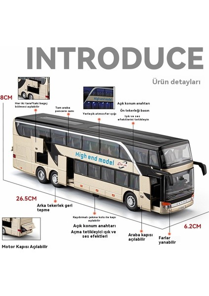 1:30 Iş Çift Katlı Otobüs Alaşım 5 Açık Kapı Otobüs Otobüs Modeli (Yurt Dışından) indirimleri
