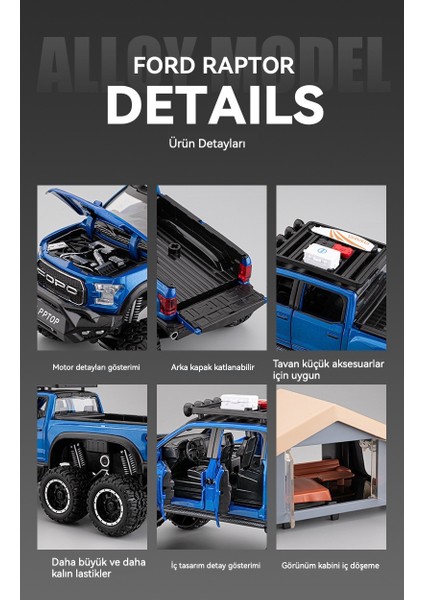 1/24 Raptor Rv Off-Road Alaşımlı Araba Modeli Çıkarılabilir Izleme Kabini Oyuncak (Yurt Dışından) fiyatları
