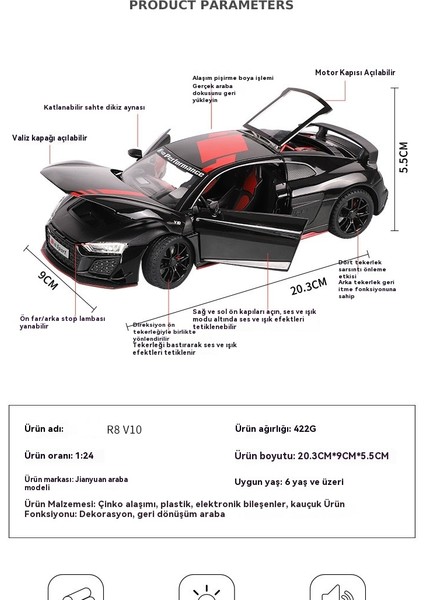 1:24 Alaşım Araba Altı Açık Kapı Oyuncak Spor Araba Modeli Süsleme (Yurt Dışından) fırsatları