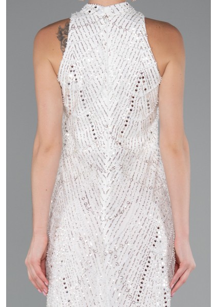 Halter Yaka Boncuklu Uzun Balık Abiye ABU4791 fırsatları