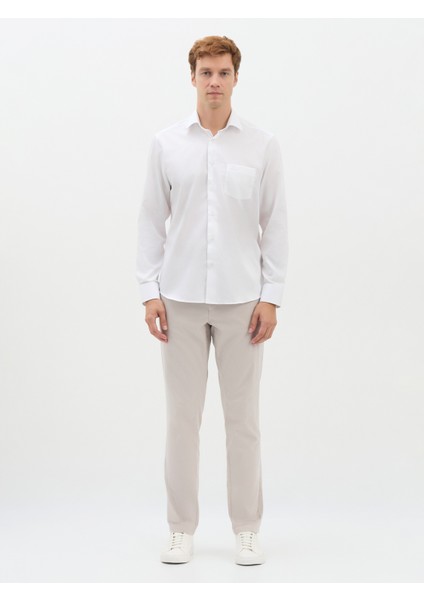 Erkek Regular Fıt Gömlek-Beyaz