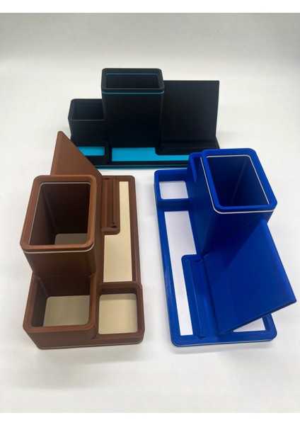 Ofis Rehberi - Telefon Standlı Organizer Set, 3D Baskı, Kahverengi fırsatları