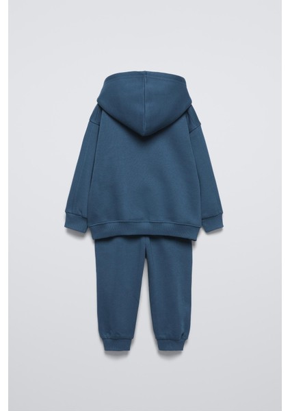 Erkek Çocuk Pamuklu Lacivert "dare To Explore" Sweatshirt Eşofman Alt-Üst Takım - Kapüşonlu fiyatları
