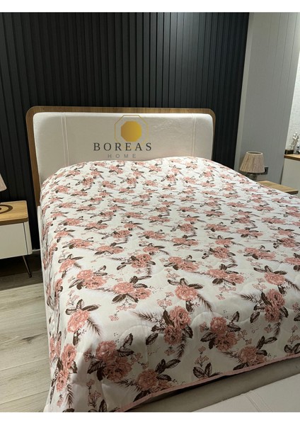 Pembe Gül Kapitone Yatak Örtüsü Çift Kişilik