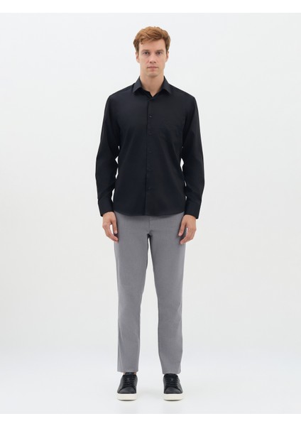 Erkek Regular Fıt Gömlek-Siyah