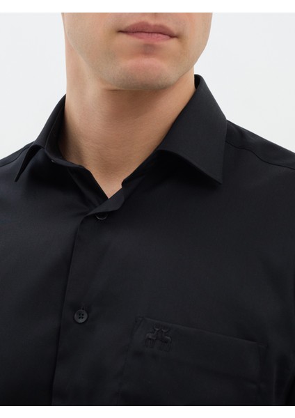 Erkek Regular Fıt Gömlek-Siyah fırsatları