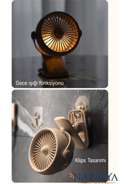 Şarjlı Kıskaçlı Taşınabilir Fan Vantilatör - Klipsli Portatif Masa Fanı Soğutucu modelleri