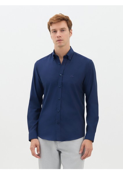 Erkek Slım Fıt Gömlek-Lacivert fiyatları