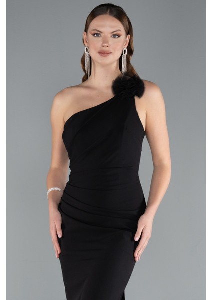 Tek Omuz Yırtmaçlı Uzun Abiye Elbise ABU4891