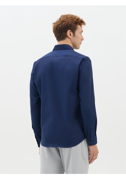 Erkek Slım Fıt Gömlek-Lacivert fırsatları