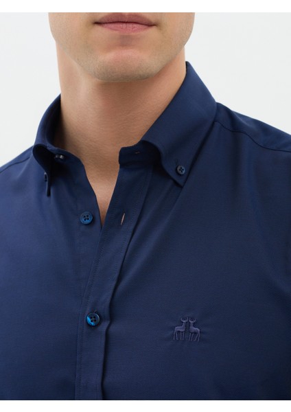 Erkek Slım Fıt Gömlek-Lacivert indirimleri