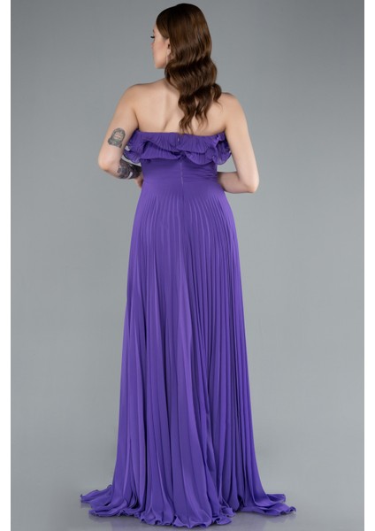 Straplez Piliseli Uzun Şifon Mezuniyet Elbisesi ABU4866 fiyatları