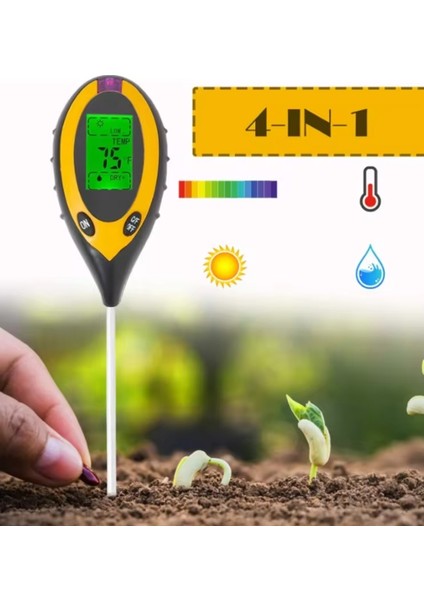 Toprak Ph Test Cihazı 4'ü 1 Arada Ph Işık Nem ve Sıcaklık Ölçer Pil Hediyeli fiyatları
