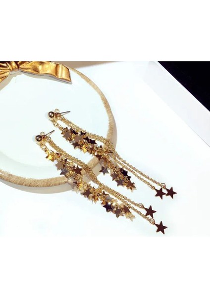 Parlak Yıldız Zincir Küpe ile Tarzınızı Yansıtın