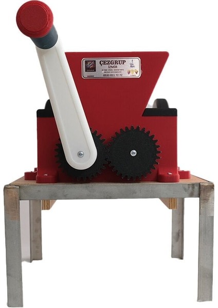 Pla - Ahşap Tabanlı Manuel 304 Paslanmaz Çelik (Krom) Ayaklı Üzüm Ezme-Patlatma Makinesi