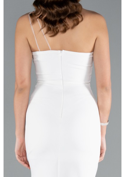 Tek Omuz Yırtmaçlı Uzun Abiye Elbise ABU4891 indirimleri